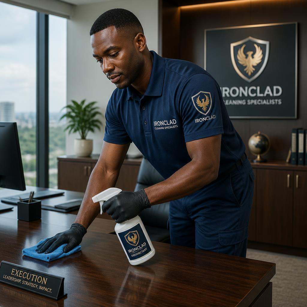Cleaning services with Ironclad branding